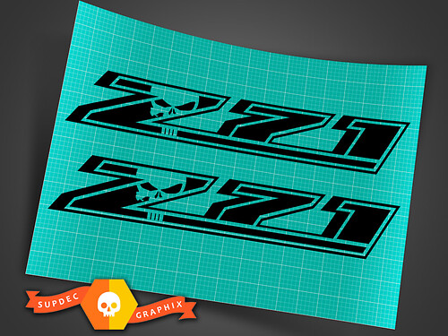 Z71-logo met Punisher-schedel vinyl sticker voor de zijwand van Chevrolet Silverado