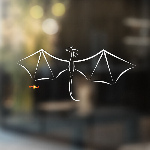 Flying Dragon Omtrek Minimalistische Stijl Universele Vinyl Sticker Decal