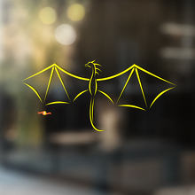 Flying Dragon Omtrek Minimalistische Stijl Universele Vinyl Sticker Decal_3