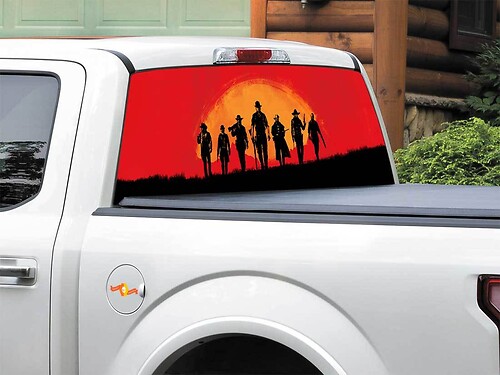 Red Dead Redemption 2 Achterruit- of Achterklep Vinyl Decal voor Vrachtwagens