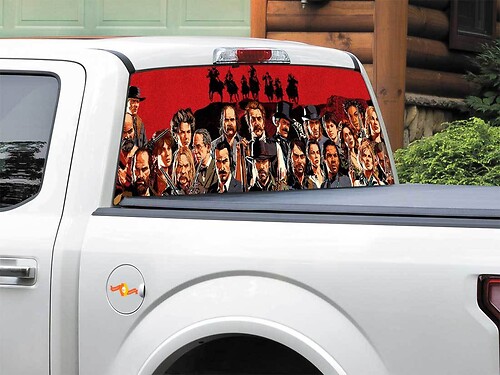 Red Dead Redemption 2 Achterruit- of Achterklep Vinyl Stickers voor Pick-up Trucks SUV's