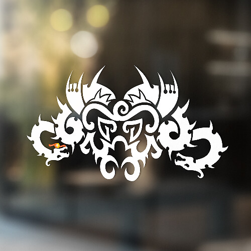 Twee Draken Abstract Ornament Universele Vinyl Decal Sticker_1
