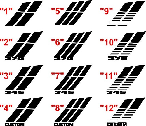 2008 - 2014 Dodge Challenger stickerset met motorkap en spatbord
