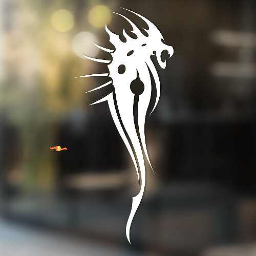 Universele vinylsticker met drakenmotief in tribalstijl met spikes