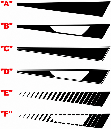 Vent Cutout Spear Stripe Pair Motorkap Vinylsticker voor Chevrolet Camaro 2016-2024