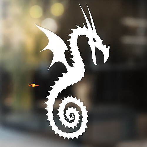 Draak met Spiraalgewikkelde Staart Universele Vinyl Decal Sticker_1