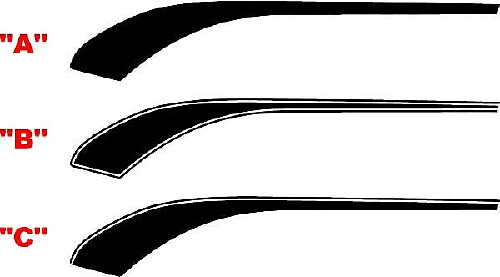 2016 en later Chevrolet Camaro hockeyaccentstrepen op het voorspatbord
