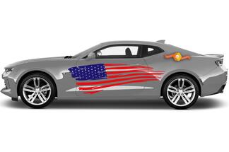 Paar USA American Flag Stripe Kit Universal Fit voor veel voertuigen 2 kleuren Vinyl Decals Stickers