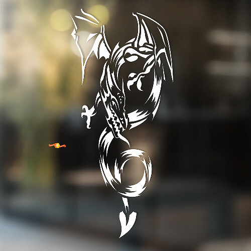 Vliegende Gebogen Draak Universele Vinyl Decal Sticker