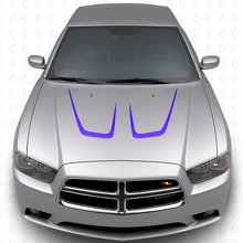 Twin gevederde motorkapstreep vinyl decalset voor Dodge Charger 2011-2014_2
