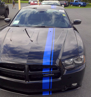 2006 en later Dodge Charger Offset Style Rally Stripe Kit Vinyl Decals Stickers