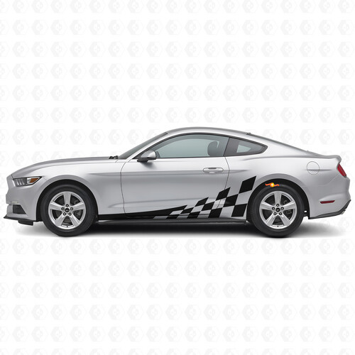 Checkered Flag Stijl Strepen Zij Vinyl Decal Kit voor Musclecar Musclecarmodel 2015-20