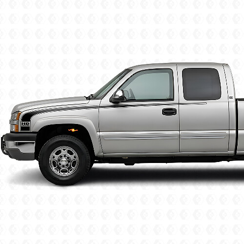 Retro Stijl Omlijnde Zijstrepen Vinyl Decal Kit voor Chevrolet Silverado 2003-06