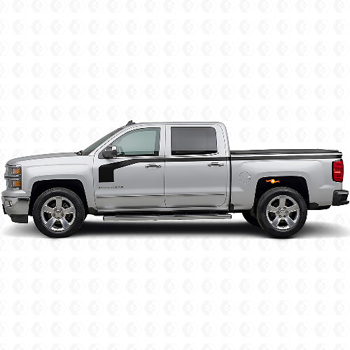 Hockeystickstijl zijstrepen vinyl decal kit voor Chevrolet Silverado 1500 2014+