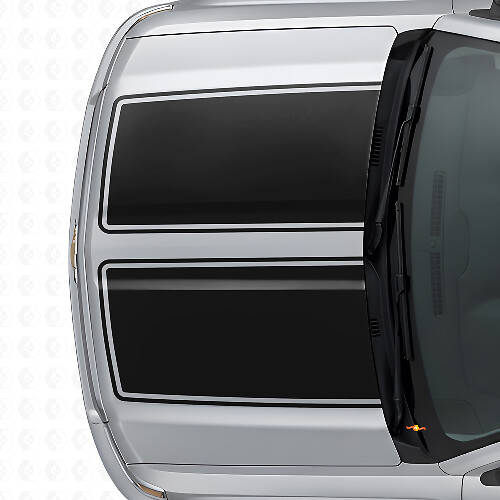 Dubbele Omlijnde Strepen Motorkap & Achterklep Vinyl Decal Set voor Chevrolet Silverado 2014-15
