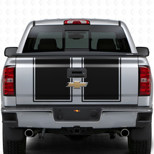 Dubbele Omlijnde Strepen Motorkap & Achterklep Vinyl Decal Set voor Chevrolet Silverado 2014-15_2