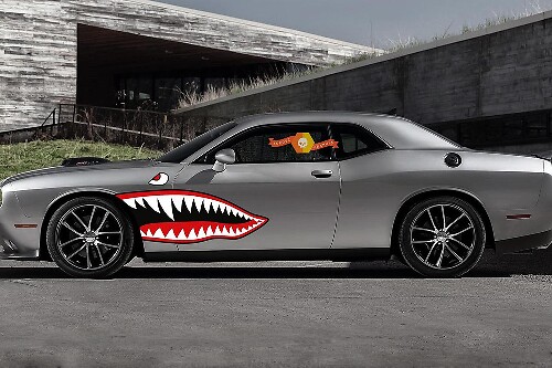 Side Accent Retro Fighter Plane Mouth Stripe Kit Universal Fit voor veel voertuigen Oplader Challenger