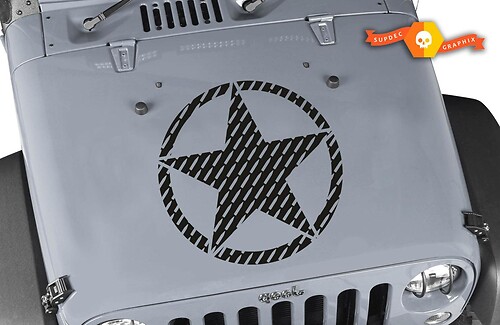 Oscar Mike 7.62 Bullet Star Hood Vinyl Sticker voor Jeep Wrangler