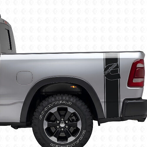 Aangepast vinyl decal kit met C-stijl achterzijstrepen voor Dodge-trucks