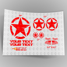 Jeep Wrangler Oscar Mike-stijl militaire noodlijdende sterstickerset + motorkapstickers
 3