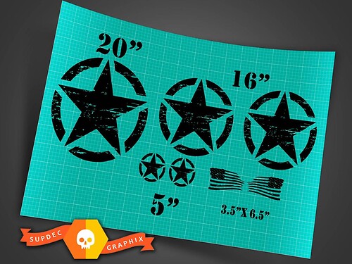 Versleten Militaire Sterren & USA Vlag Compleet Kit Vinyl Decal Sticker