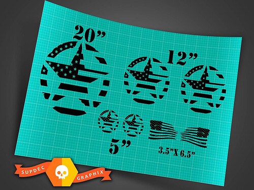 Militaire sterren in USA-vlagstijl volledige kit vinyl decal sticker
