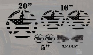 Jeep Wrangler militaire noodlijdende sterrenvlag basic 7 stickerset