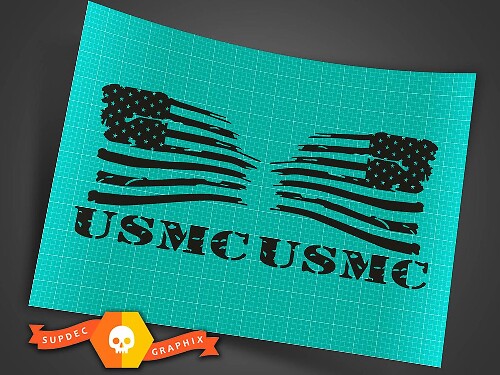 Jeep Wrangler militaire zwarte USMC Amerikaanse vlag omgekeerde set opladen verontrust