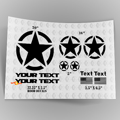 Oscar Mike OM Style Militaire Ster Decal Kit met Motorkap Stickers Decals voor Jeep Wrangler