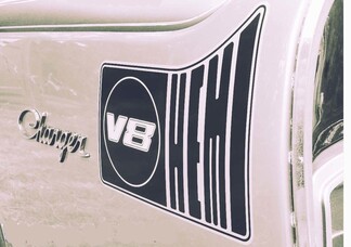 Hemi v8-sticker Vintage kwartpaneelontwerp De Chrysler Valiant Charger Ram Mopar Hellcat Cuda Srt8
