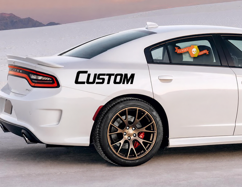 CUSTOM Italic Wordmark Pair Zijkant Achterspatbord Vinylsticker voor Dodge Charger Hellcat