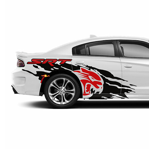 SRT Hellcat zijde achterste kwart paneel Splash -stickers stickers voor Dodge Charger Graphics
