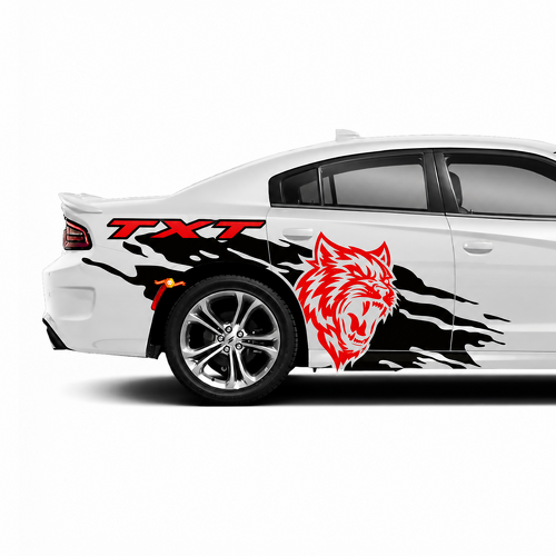 TXT Custom Cat Head Splash Pair Zijkant Achterspatbord Vinylsticker voor Dodge Charger SRT, Hellcat