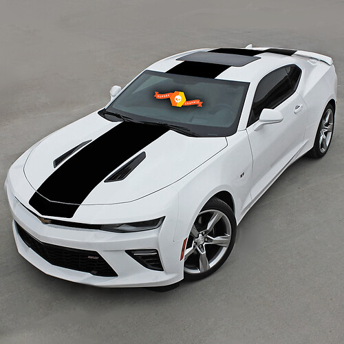 Chevrolet Camaro 2016-2018 over de topstrepen op motorkap, dak en achterkant
