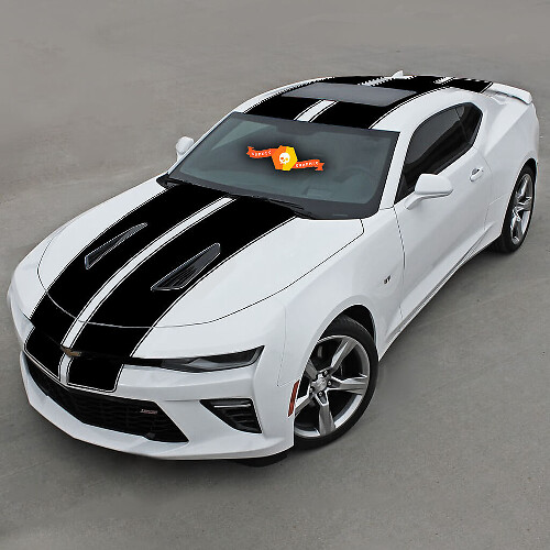 Chevrolet Camaro 2016 -2018 -ss- Top dubbele vinyl strepen met krijtstrepen