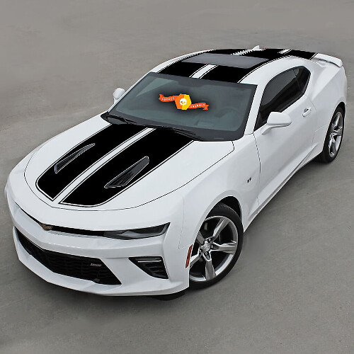Chevrolet Camaro 2016- 2018 -ss- Top dubbele vinylstrepen met krijtstrepen