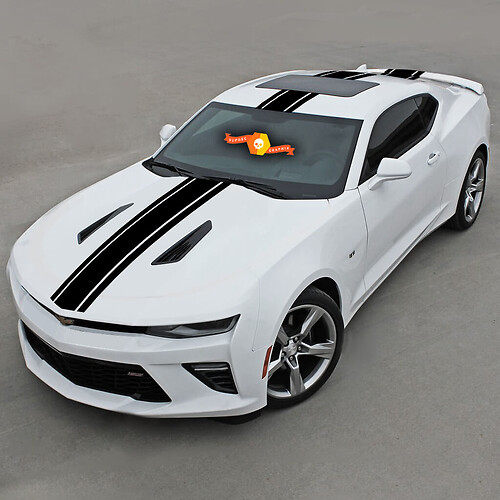 Chevrolet Camaro 2010-2020 sticker met top smalle middenaccentstrepen
