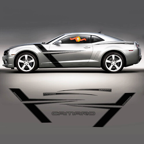 Chevrolet Camaro 2010 - 2024 T - Strepen Grafische stickers en stickers aan de zijkant
