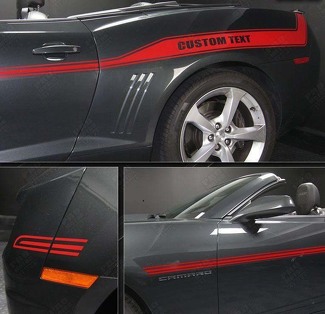 Racing Sport Custom Text Stripe Pair — Vinylsticker (zijkant) voor Chevrolet Camaro 2010-2015