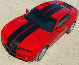 Pace Style Dual Center Racing Stripe Kit — Vinylsticker (motorkap, dak, kofferdeksel, achterbumper, voorbumper) voor Chevrolet Camaro 2010-2015_1