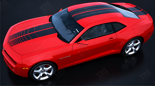 Over The Top Strobe Double Stripe Kit — Vinylsticker (motorkap, dak, kofferdeksel) voor Chevrolet Camaro 2010-2015
