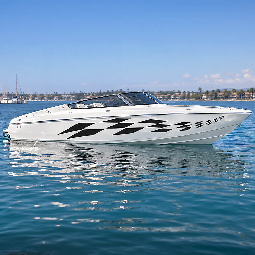 Wild Boat Checkers Kit geruite grafische vinylstickers
