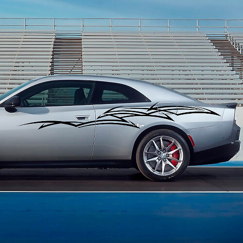 Abstracte Tribal Strepen Zijvinyl Sticker voor Dodge Charger Electric_1
