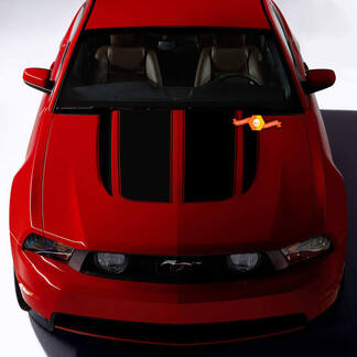 Hood Blackout stickeroverzicht met speerstrepen aan de zijkant, geschikt voor Ford Mustang 2005-2024
