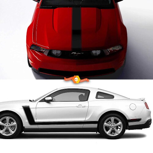 Racing Style Motorkap en Zijstrepen Vinyl Decal Kit voor Musclecar Mustang 2005-2024