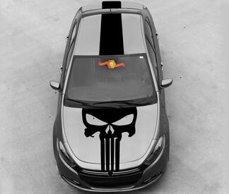 Dodge Dart 2013-2020 Punisher-stijl schedelkap en topstrepen