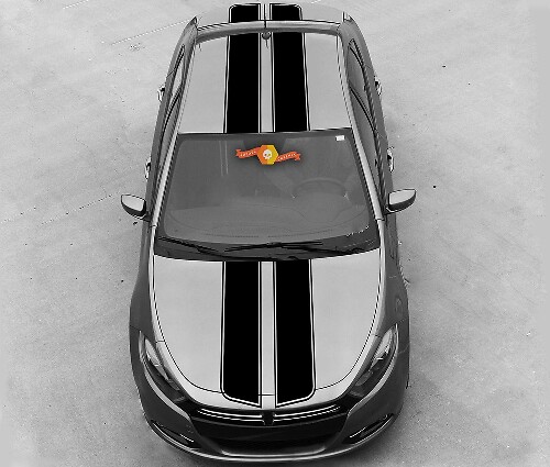 Dubbele Ombraam Strepen Bovenste Vinyl Decal Kit voor Dodge Dart 2013-20