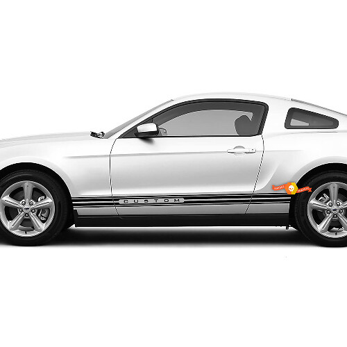 Rockerpanel Custom Tekst Strepen Vinyl Decals Stickers 2 voor Ford Mustang 2005-2024