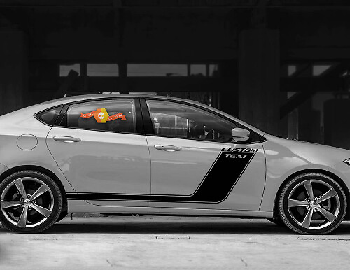 Omrande Strepen met Aangepaste Tekst Zij Vinyl Sticker voor Dodge Dart