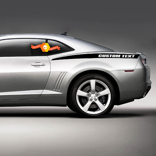 Achterste kwart zijstreep decal met aangepaste tekst voor Chevrolet Camaro 2010-2024